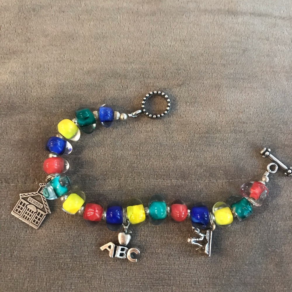 Teacher gift - glass and sterling bracelet